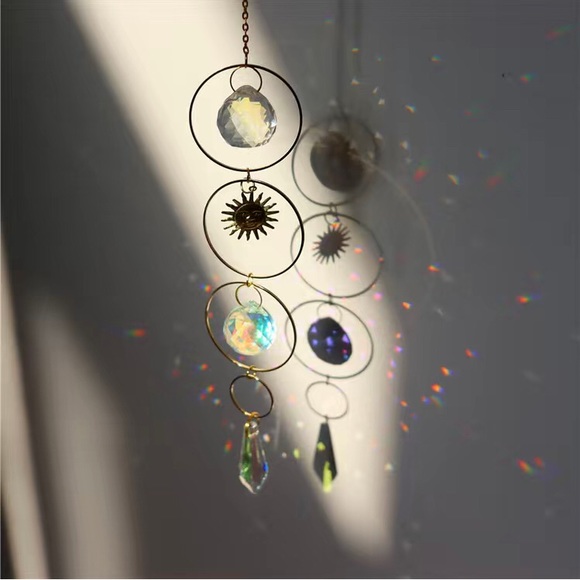 Delicate Hanging Silver Sunlight Catcher, Sun Charm Style - Picture 3 of 5